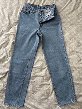 Vintage 90s Levis 501 Womens High Waisted Jeans USA 18501 Light Wash 26x28